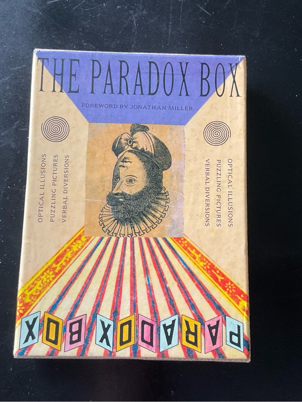 The Paradox Box Vintage Optical Illusions Game - Beige, Purple, Red Accents